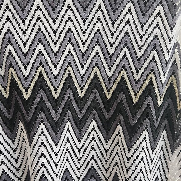 Black sleeveless maxi dress Party Cruise Chevron Stripes Knit crochet overlay XL - Picture 4 of 9